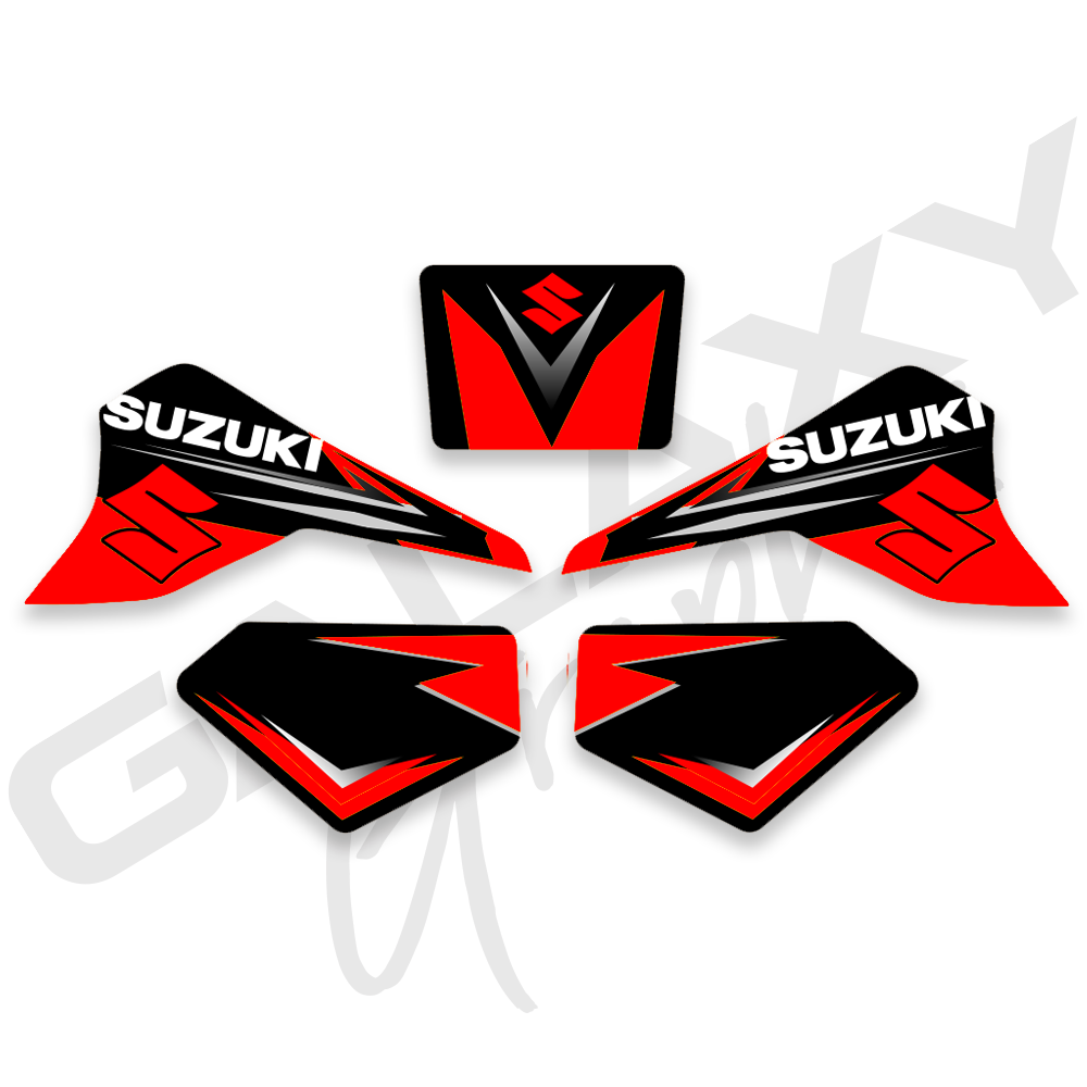 Premium Suzuki LT80 Quadsport Graphic Decal Kit Black & Red