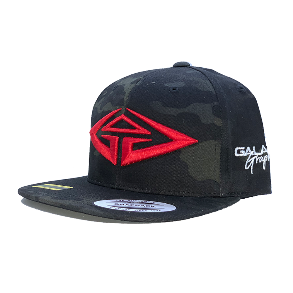 GalaxyGraphx Stealth Black CAMO Red Snapback Hat