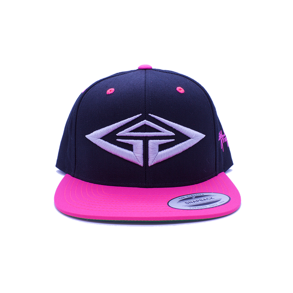 GG Silver Black and Neon Pink Snapback Hat