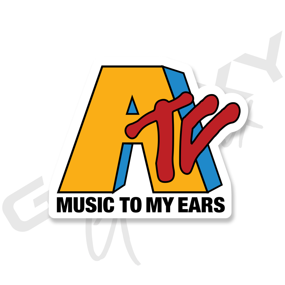ATC Music To My Ears MTV Vintage Gold Premium Vinyl Decal Slap Up Sticker