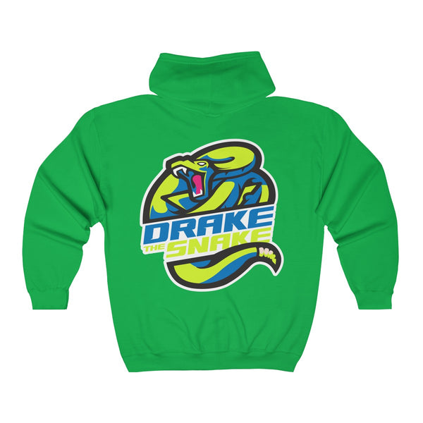 Drake The Snake Green Blue Logo Full Zip Hooded Sweatshirt