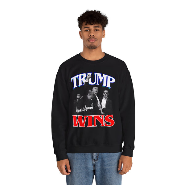 TRUMP WINS Vintage Style Black Crewneck Sweatshirt