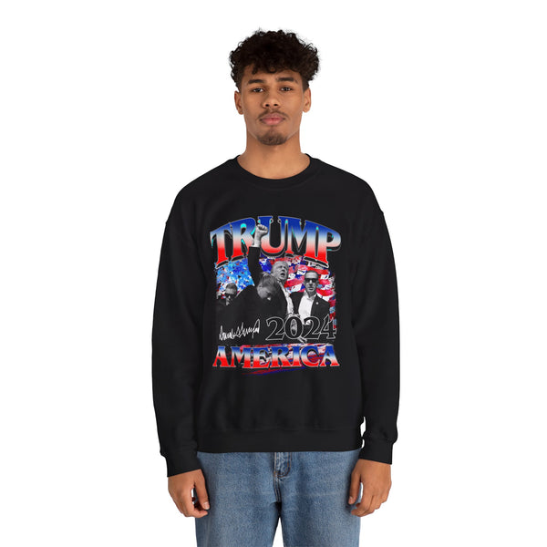 TRUMP AMERICA Vintage Style Black Crewneck Sweatshirt