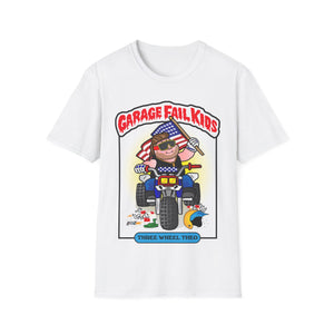 Garage Fail Kids " THREE WHEEL THEO" GalaxyGraphx White T-Shirt