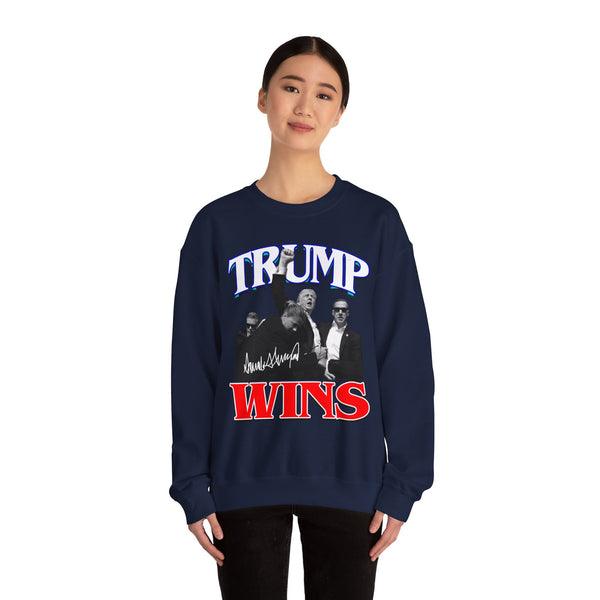 TRUMP WINS Vintage Style Black Crewneck Sweatshirt