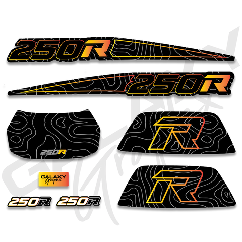 1988 TRX 250R Geo CAMO Premium Decal Graphics Kit Sunburst