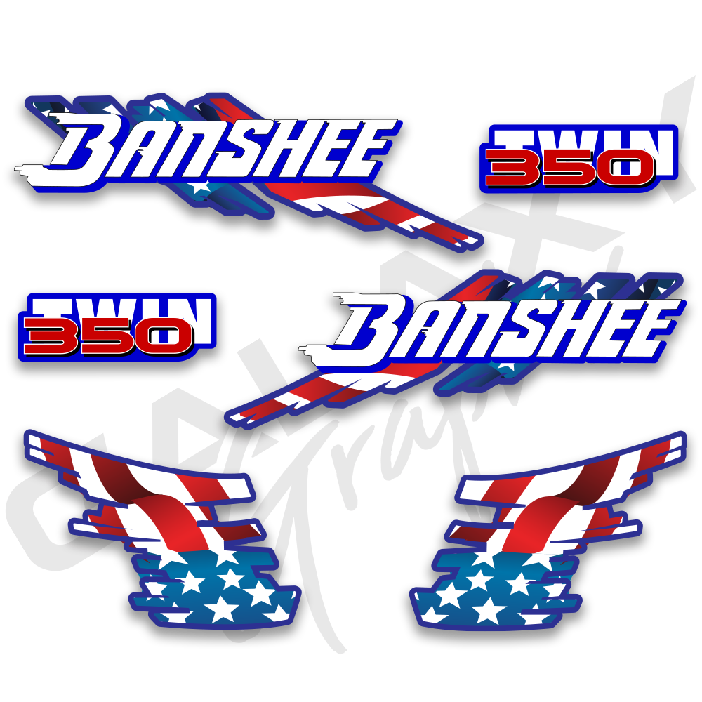 Yamaha Banshee 1991 1992 1993 Premium Decal Graphics Kit American Flag Blue