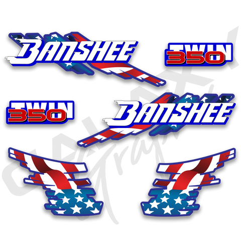 Yamaha Banshee 1991 1992 1993 Premium Decal Graphics Kit American Flag Blue