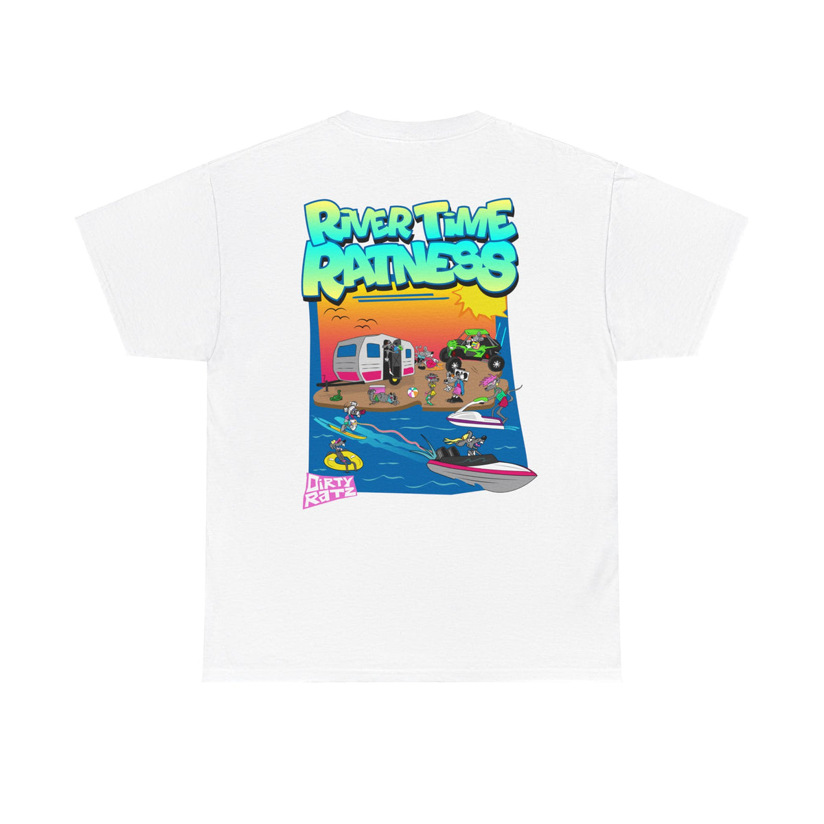 River Time Ratness GalaxyGraphx Bright DIRTY RATZ White T-Shirt