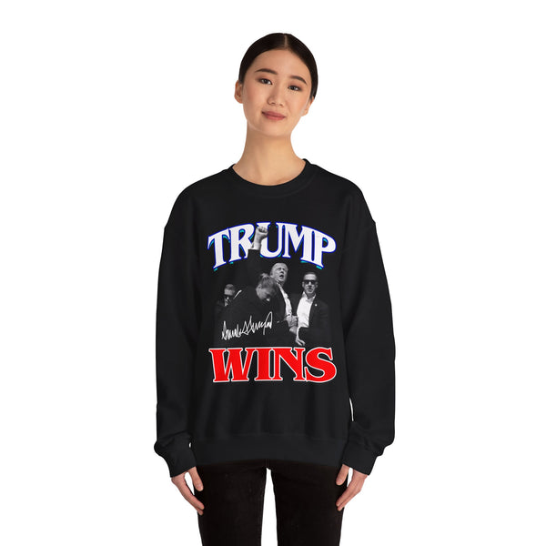 TRUMP WINS Vintage Style Black Crewneck Sweatshirt