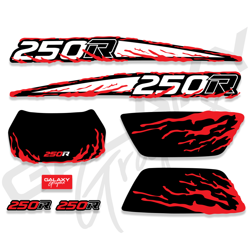 TRX 250R Premium BLOODY Black Decal Graphics Kit