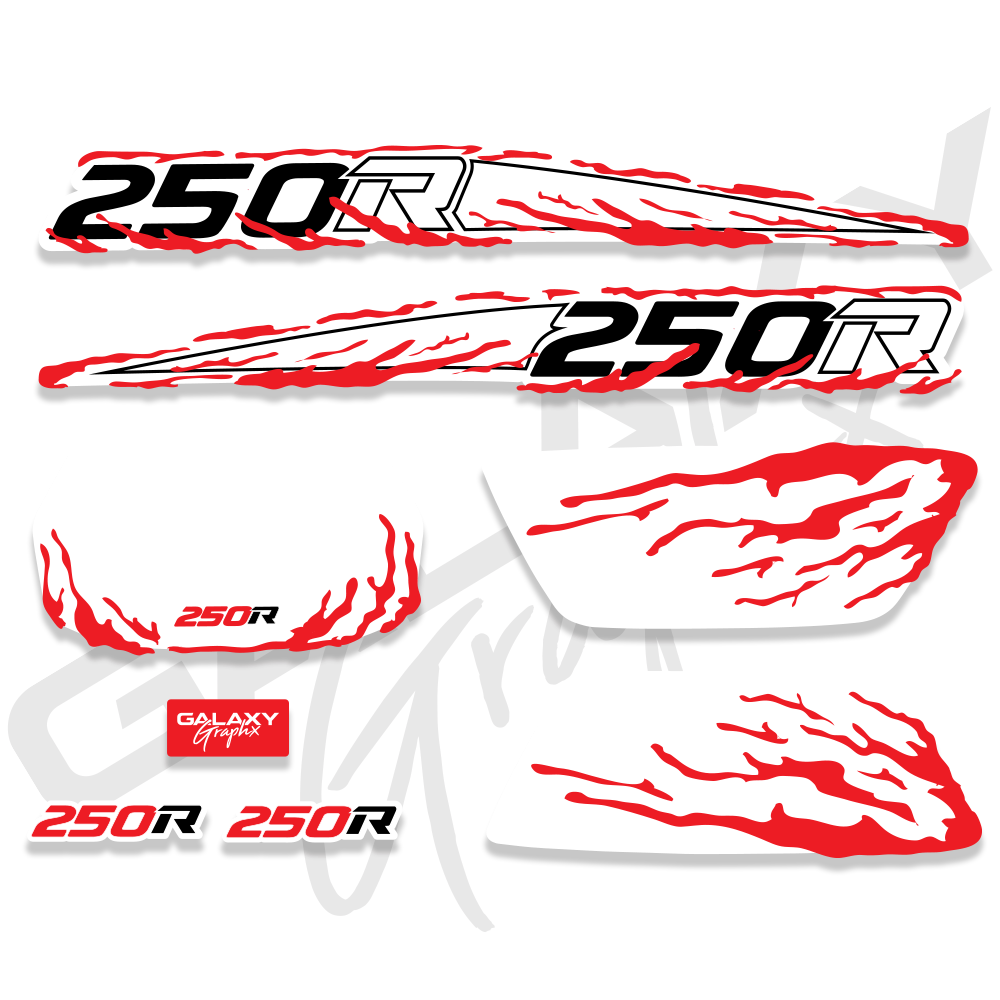 TRX 250R Premium BLOODY White Decal Graphics Kit