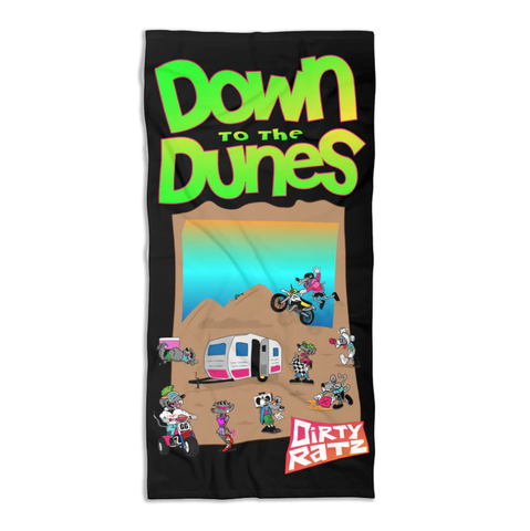 Down To The Dunes Bright DIRTY RATZ Black BIG Beach Towel