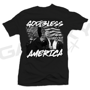 God Bless America Black & White TRUMP Black Tee