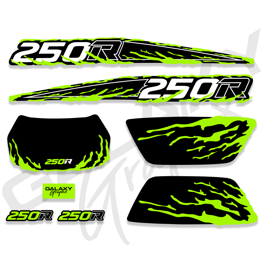 TRX 250R Premium SLIME Black Decal Graphics Kit