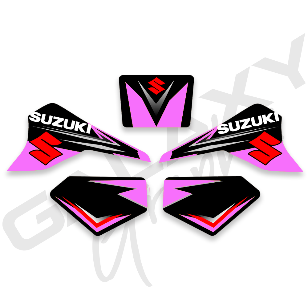 Suzuki LT80 Quadsport Premium Decal Graphics Kit Black & Pink