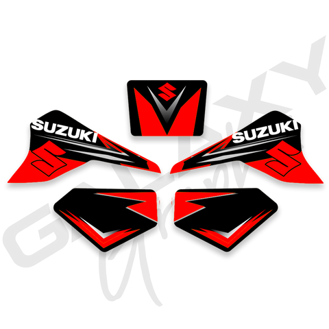 Premium Suzuki LT80 Quadsport Graphic Decal Kit Black & Red