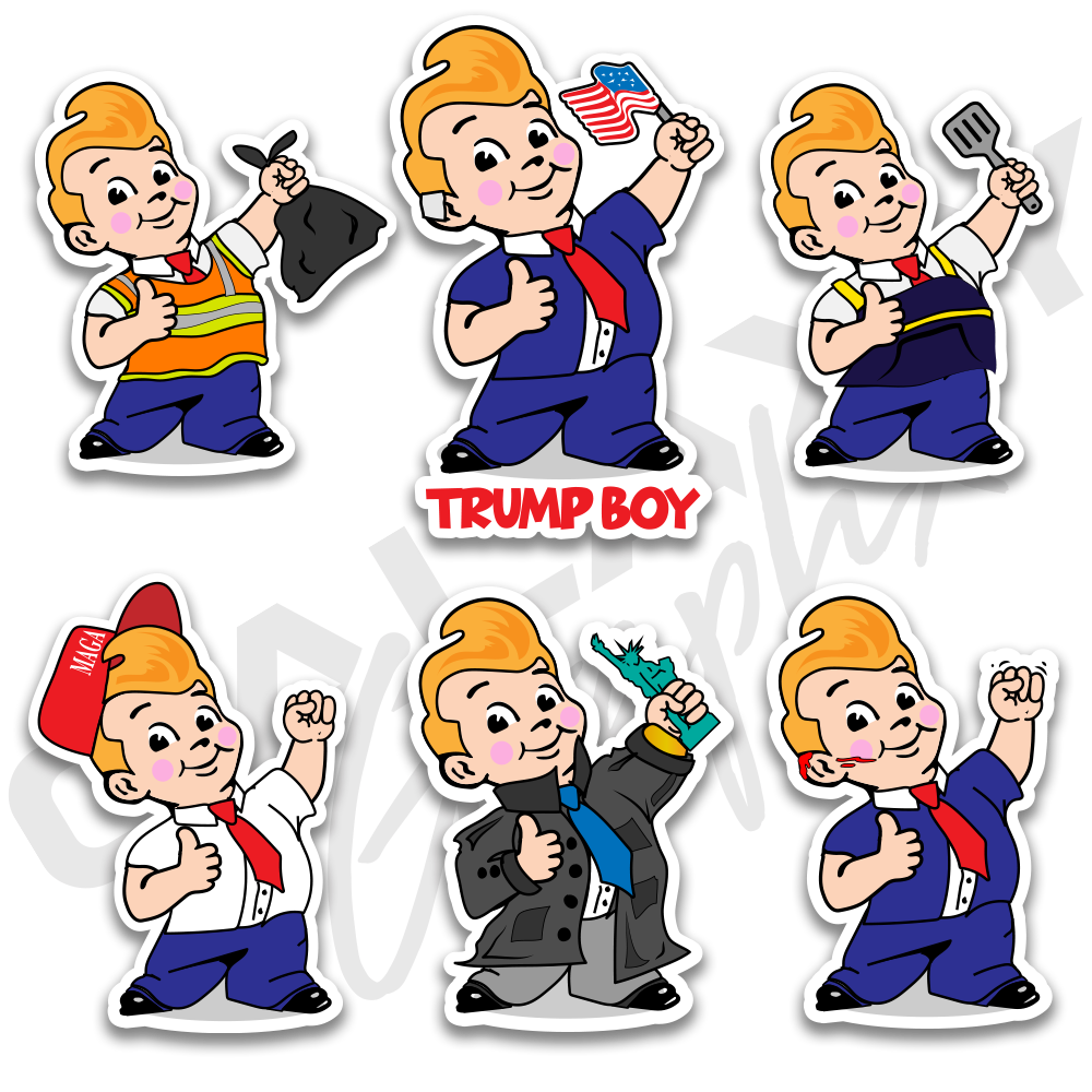 TRUMP BOY  6 Pack "TRUMP BOYS" Premium Decal Sticker Pack