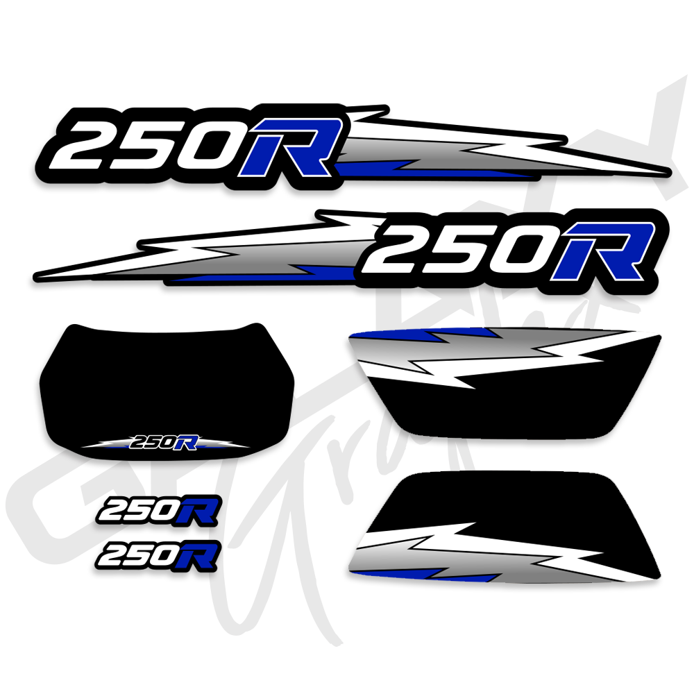 TRX 250R Lightning Premium Decal Graphics Kit Black Blue