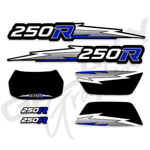 TRX 250R Lightning Premium Decal Graphics Kit Black Blue