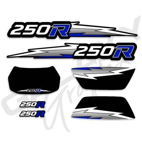 TRX 250R Lightning Premium Decal Graphics Kit Black Blue