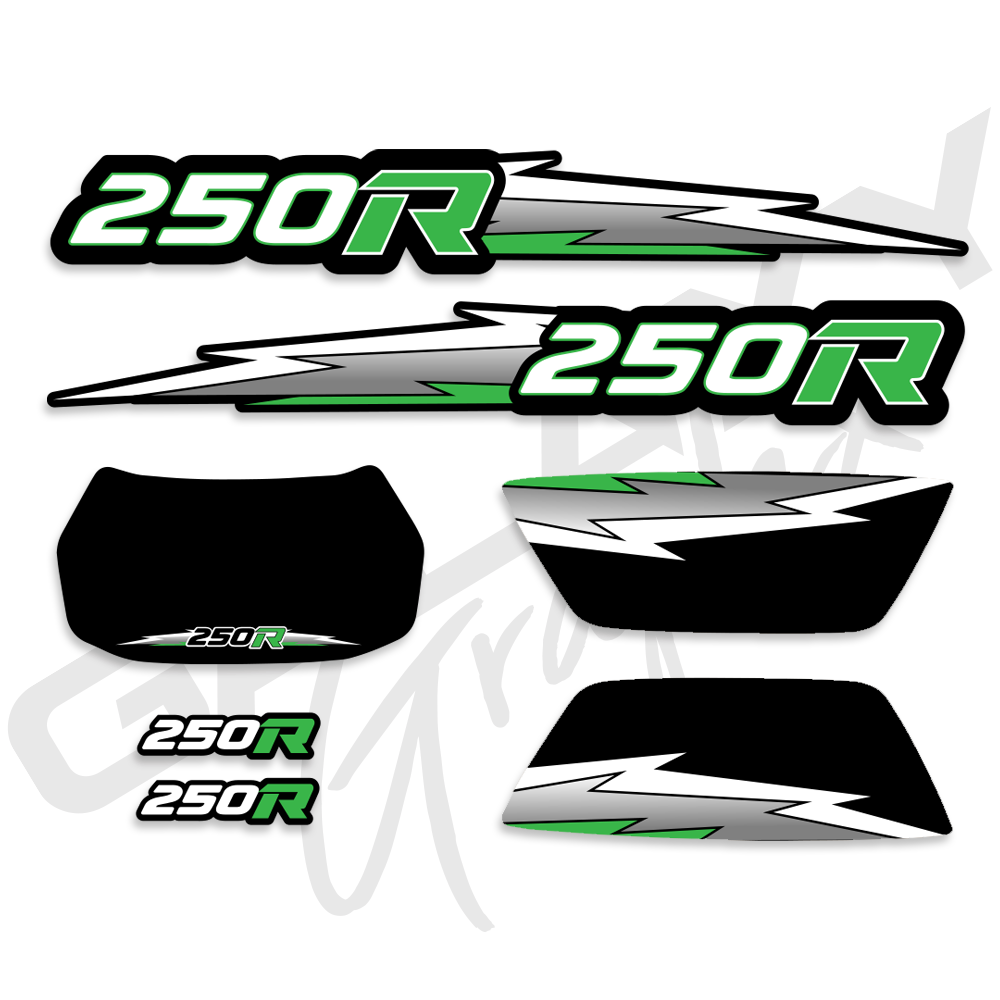 TRX 250R Lightning Premium Decal Graphics Kit Black Green