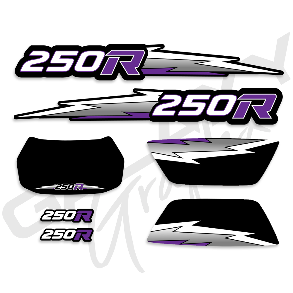 TRX 250R Lightning Premium Decal Graphics Kit Black Purple