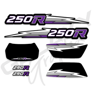 TRX 250R Lightning Premium Decal Graphics Kit Black Purple