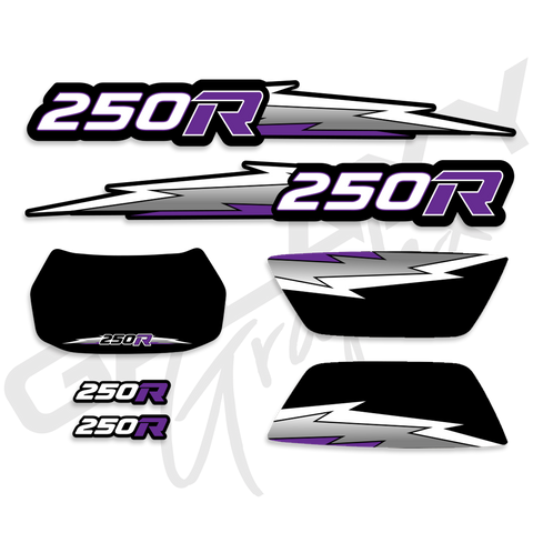 TRX 250R Lightning Premium Decal Graphics Kit Black Purple