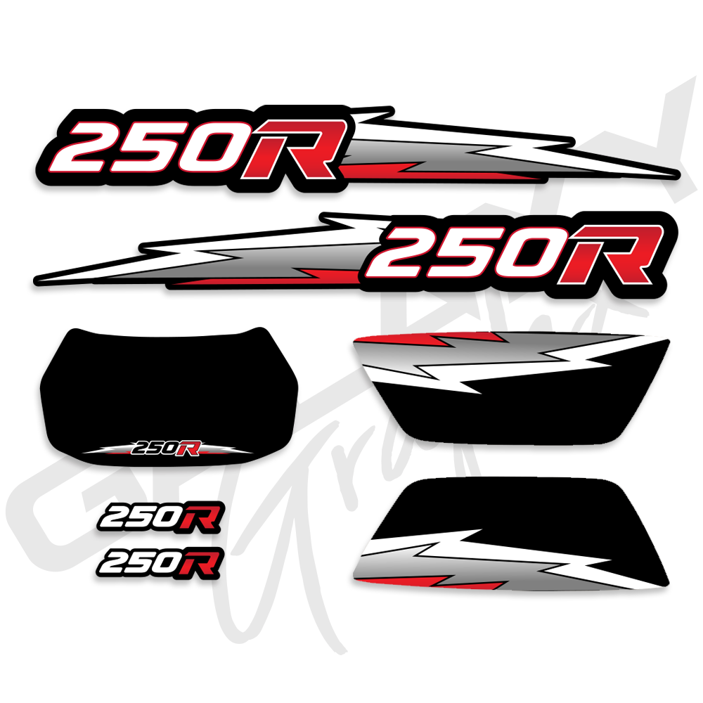 TRX 250R Lightning Premium Decal Graphics Kit Black Red