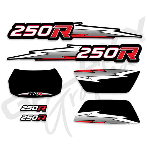 TRX 250R Lightning Premium Decal Graphics Kit Black Red