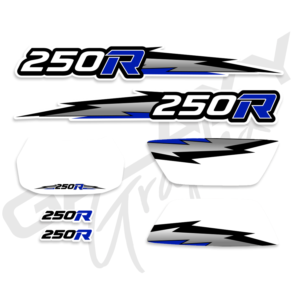 TRX 250R Lightning Premium Decal Graphics Kit White Blue