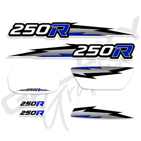 TRX 250R Lightning Premium Decal Graphics Kit White Blue