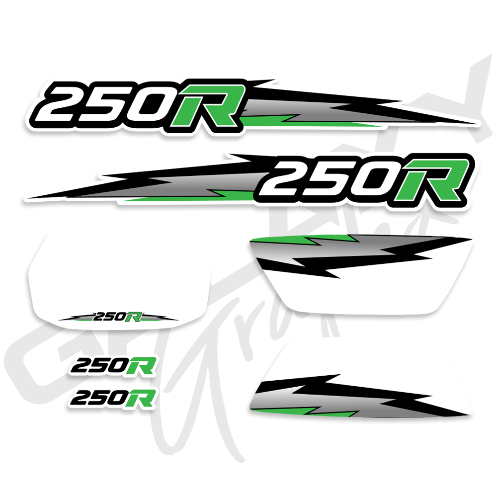 TRX 250R Lightning Premium Decal Graphics Kit White Green