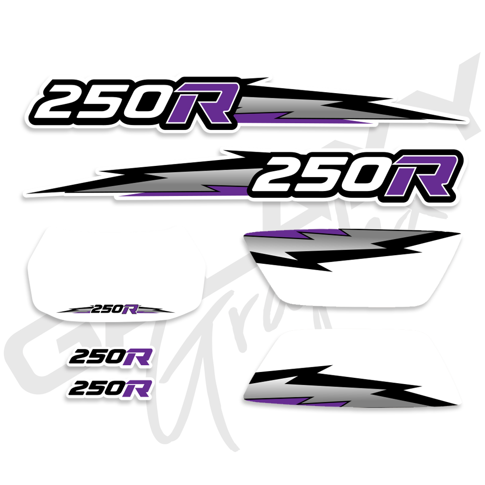 TRX 250R Lightning Premium Decal Graphics Kit White Purple