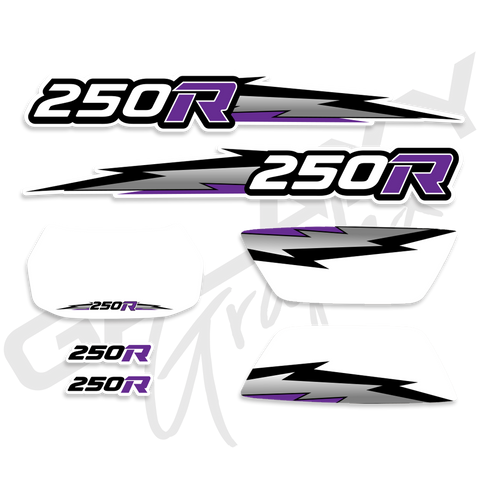 TRX 250R Lightning Premium Decal Graphics Kit White Purple