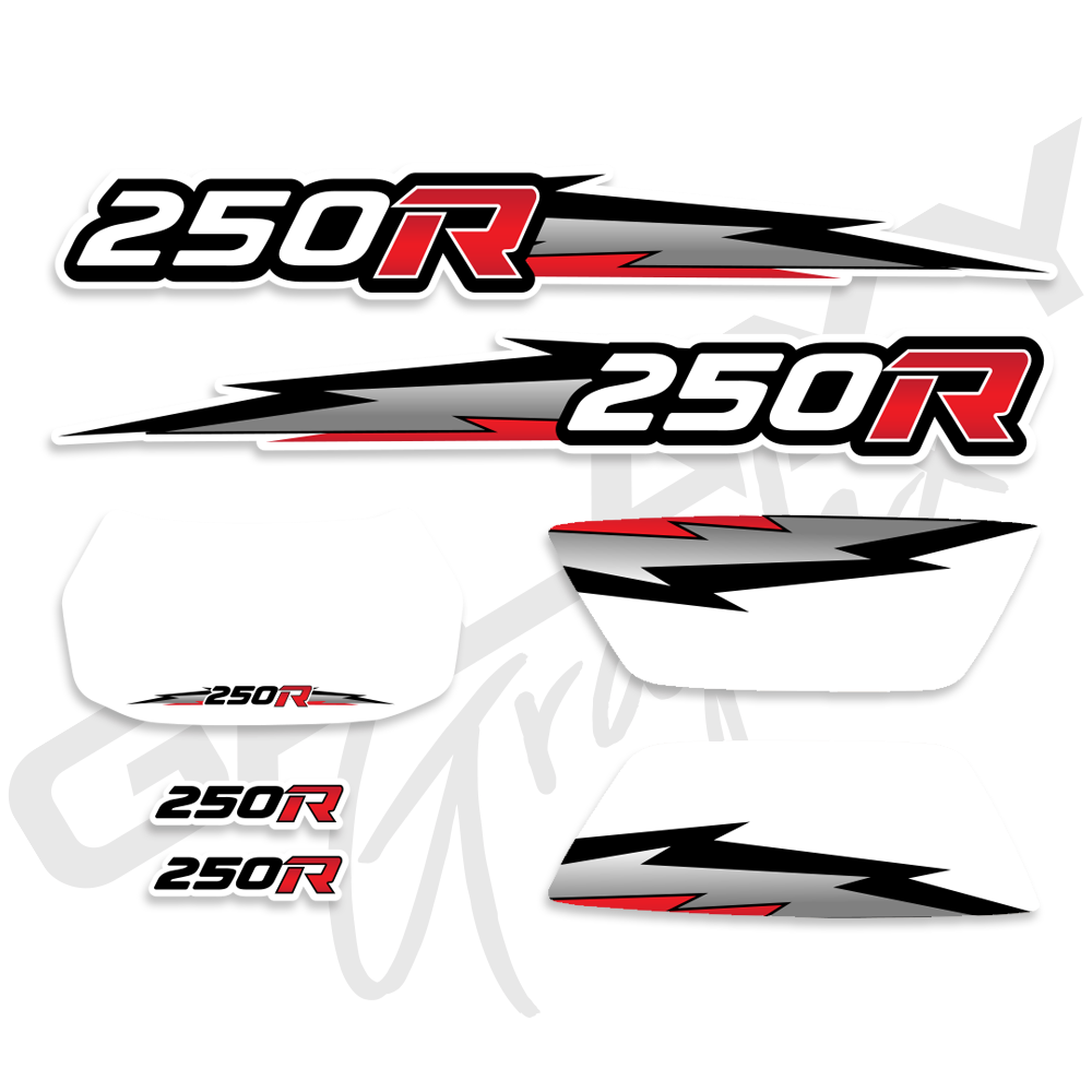 TRX 250R Lightning Premium Decal Graphics Kit White Red