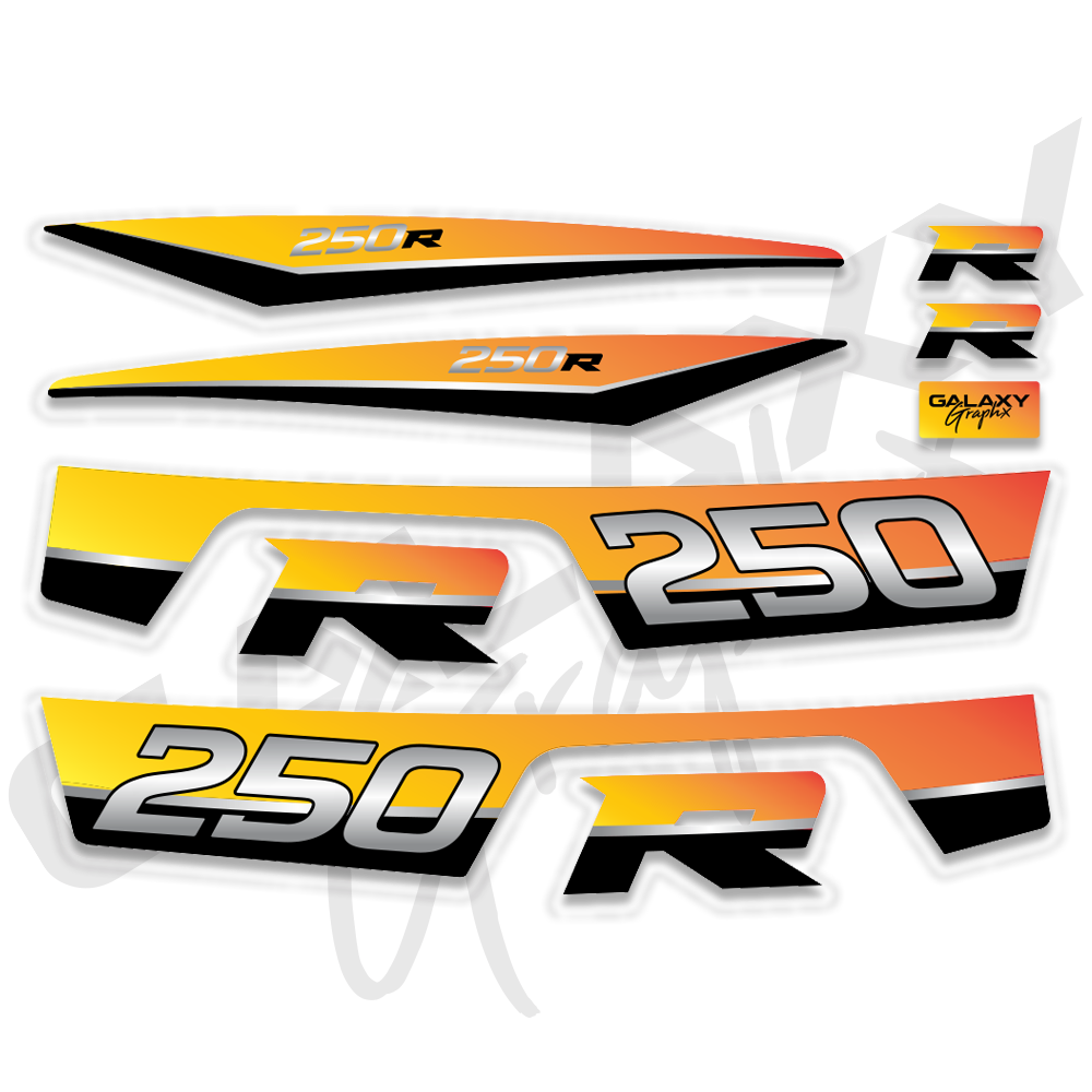1986 TRX 250R Premium Black & Silver Decal Graphics Kit - Assorted