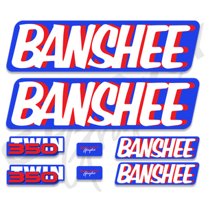 1987 1988 1989 Yamaha Banshee Blue Red White Decal Graphics Kit
