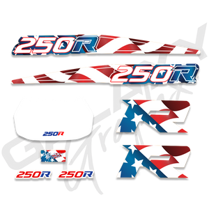 1988 TRX 250R Premium American Flag "R" Decal Graphics Kit
