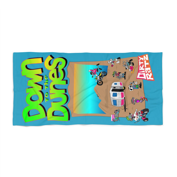 Down To The Dunes Bright DIRTY RATZ Teal BIG Beach Towel