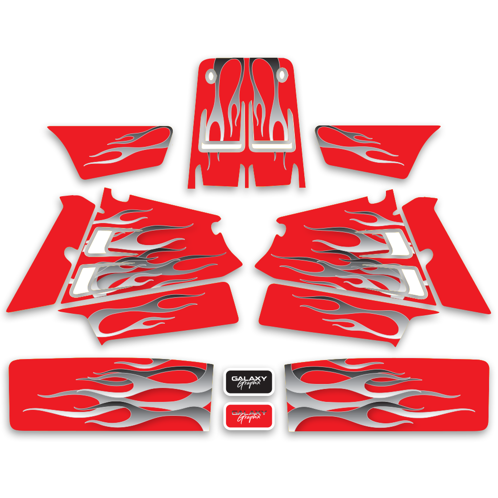 Yamaha Banshee Graphics Kit – 21 Mil Thick High Gloss Red Vinyl Decals For ATV