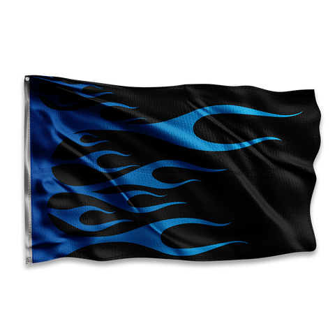 Blue Flames Race Flag