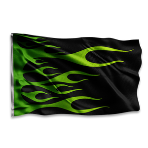 Green Flames Race Flag
