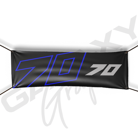 Shop Banner Indoor / Outdoor 72 x 24 ATC 70 Black Blue