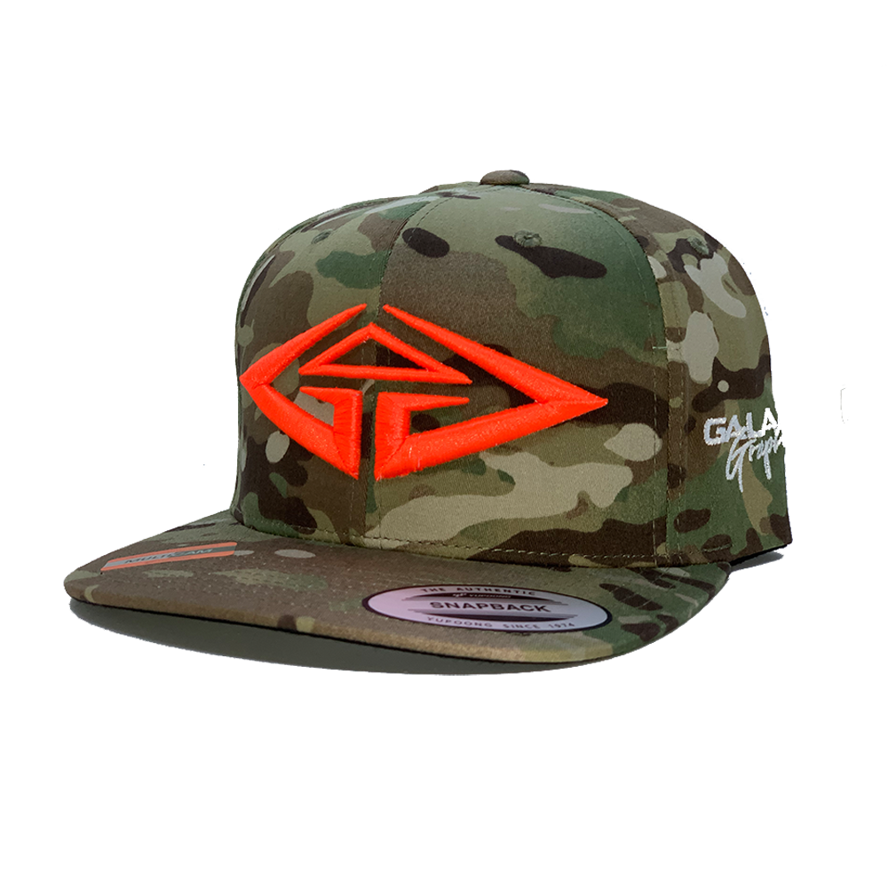 GalaxyGraphx GG Multi CAMO Neon Orange Snapback Hat