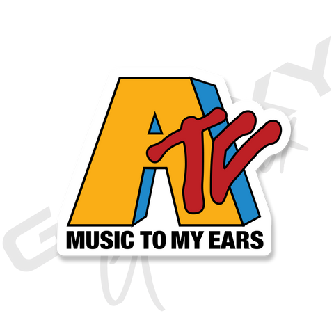 ATC Music To My Ears MTV Vintage Gold Premium Vinyl Decal Slap Up Sticker