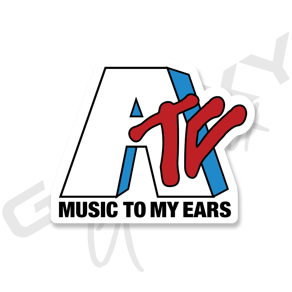 ATC Music To My Ears MTV Vintage RWB Premium Vinyl Decal Slap Up Sticker